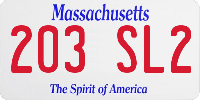 MA license plate 203SL2
