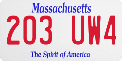 MA license plate 203UW4
