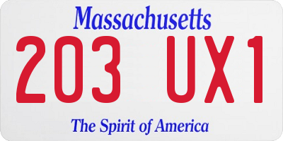 MA license plate 203UX1