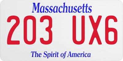 MA license plate 203UX6