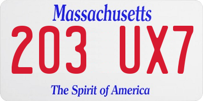 MA license plate 203UX7