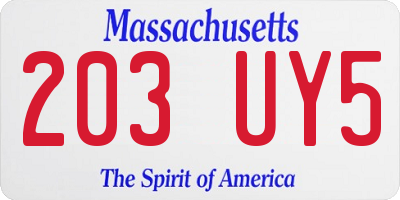 MA license plate 203UY5