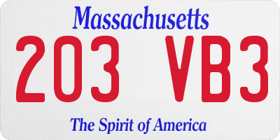 MA license plate 203VB3