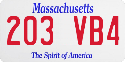 MA license plate 203VB4