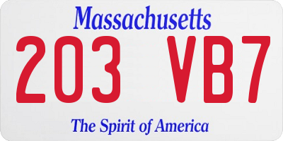 MA license plate 203VB7