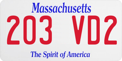 MA license plate 203VD2