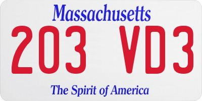 MA license plate 203VD3