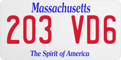 MA license plate 203VD6