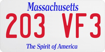 MA license plate 203VF3