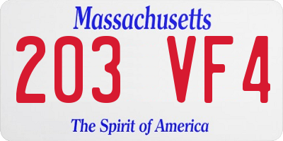 MA license plate 203VF4