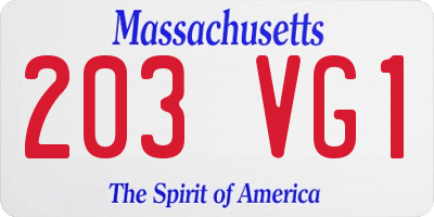MA license plate 203VG1