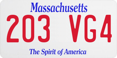MA license plate 203VG4
