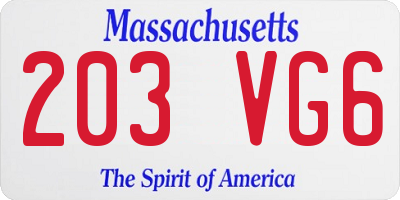 MA license plate 203VG6