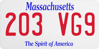 MA license plate 203VG9