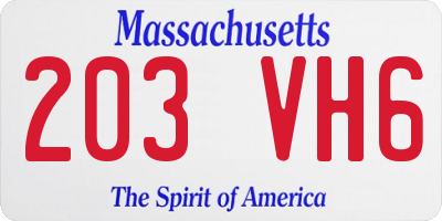 MA license plate 203VH6