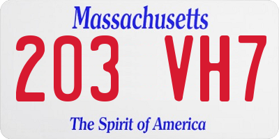 MA license plate 203VH7
