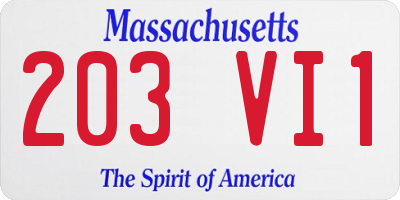 MA license plate 203VI1