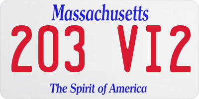 MA license plate 203VI2