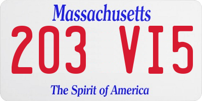 MA license plate 203VI5