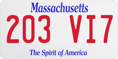 MA license plate 203VI7