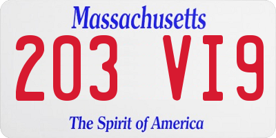 MA license plate 203VI9