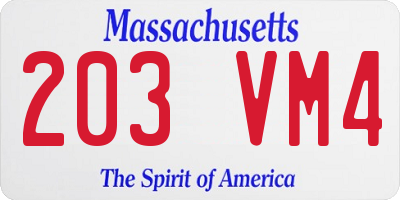 MA license plate 203VM4