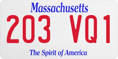 MA license plate 203VQ1