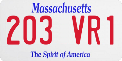 MA license plate 203VR1