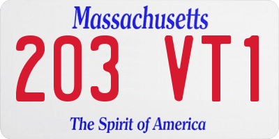 MA license plate 203VT1