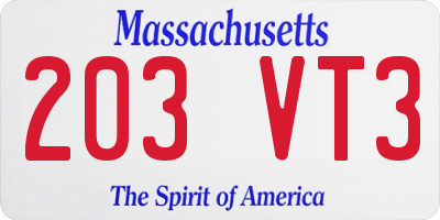 MA license plate 203VT3