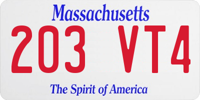 MA license plate 203VT4