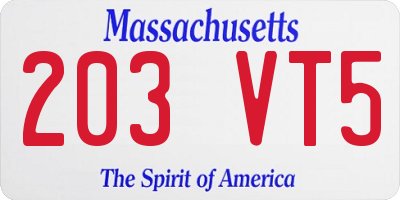 MA license plate 203VT5