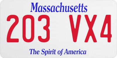 MA license plate 203VX4