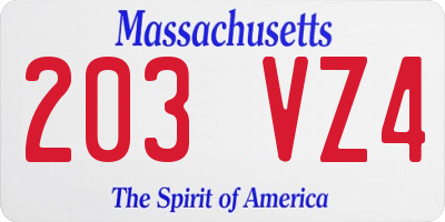 MA license plate 203VZ4