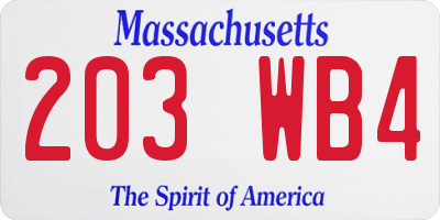 MA license plate 203WB4