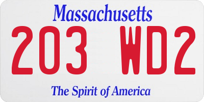 MA license plate 203WD2