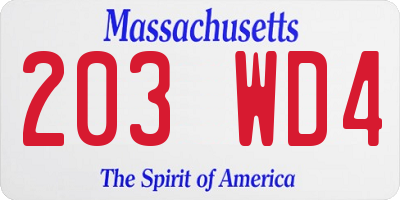 MA license plate 203WD4