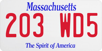MA license plate 203WD5