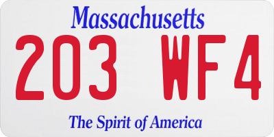 MA license plate 203WF4