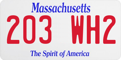 MA license plate 203WH2