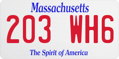 MA license plate 203WH6