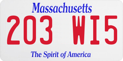 MA license plate 203WI5