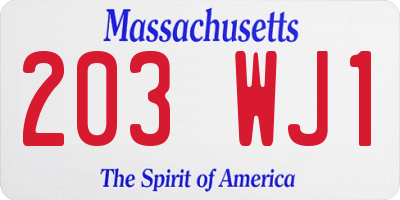 MA license plate 203WJ1