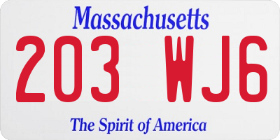MA license plate 203WJ6