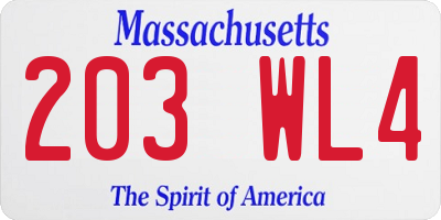 MA license plate 203WL4