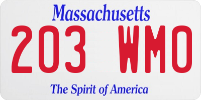 MA license plate 203WM0