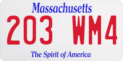 MA license plate 203WM4