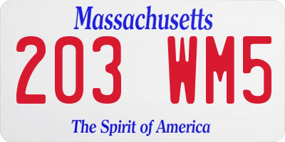 MA license plate 203WM5