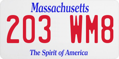 MA license plate 203WM8