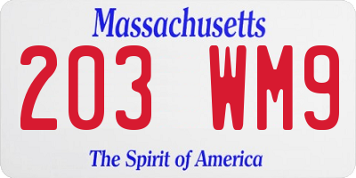 MA license plate 203WM9